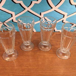 Vintage 1960s soda fountain sundae milkshake glasses high tumblers set of 4